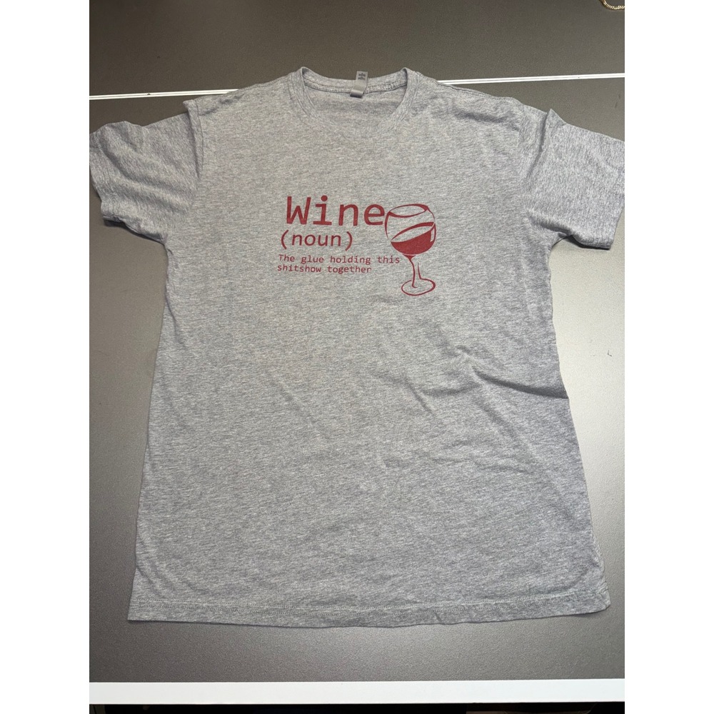 Next Level Apparel Mens Wine Definition Graphic T-Shirt Gray Medium Humor‎ Tee